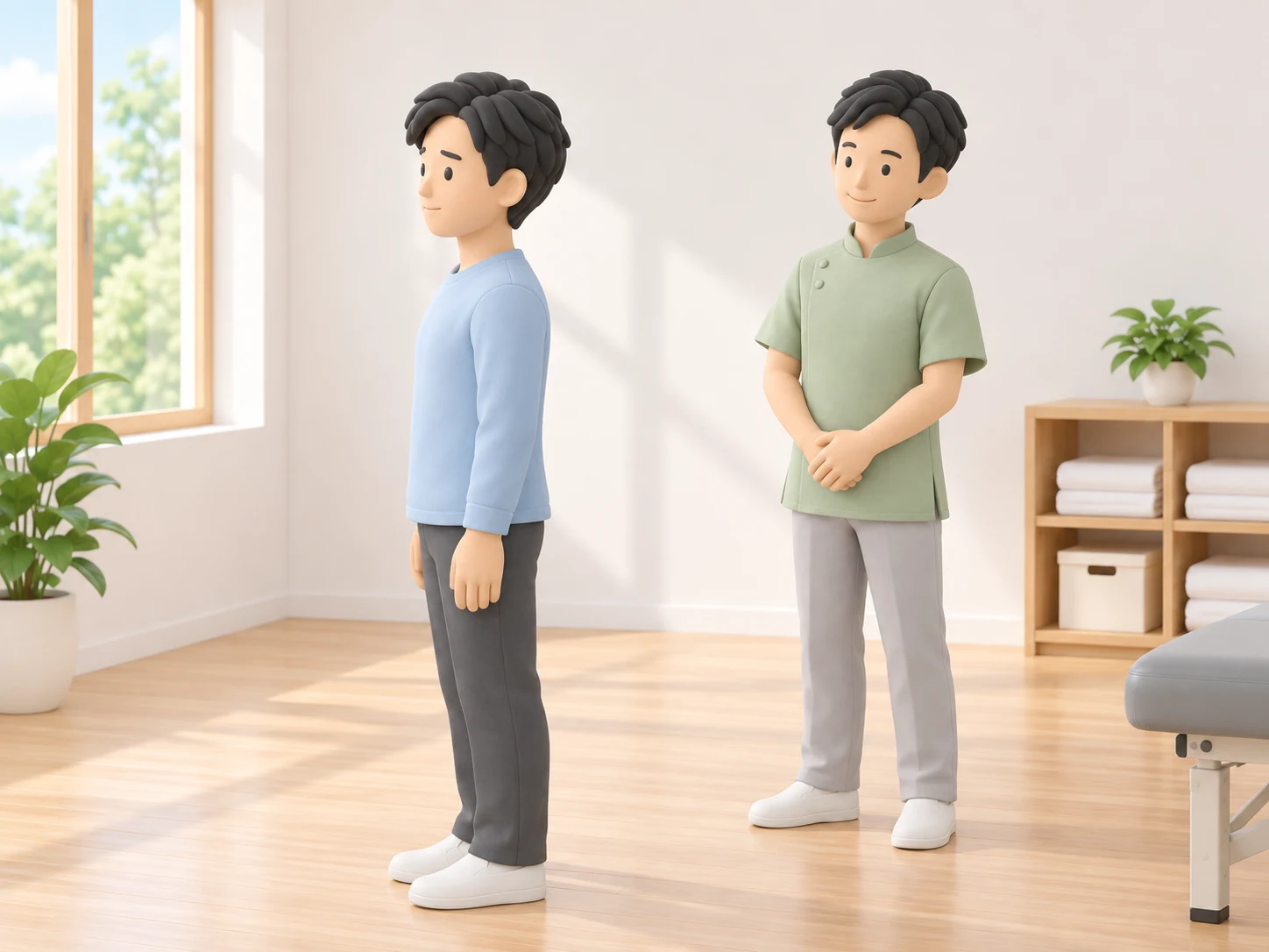 立ち姿を確認する場面