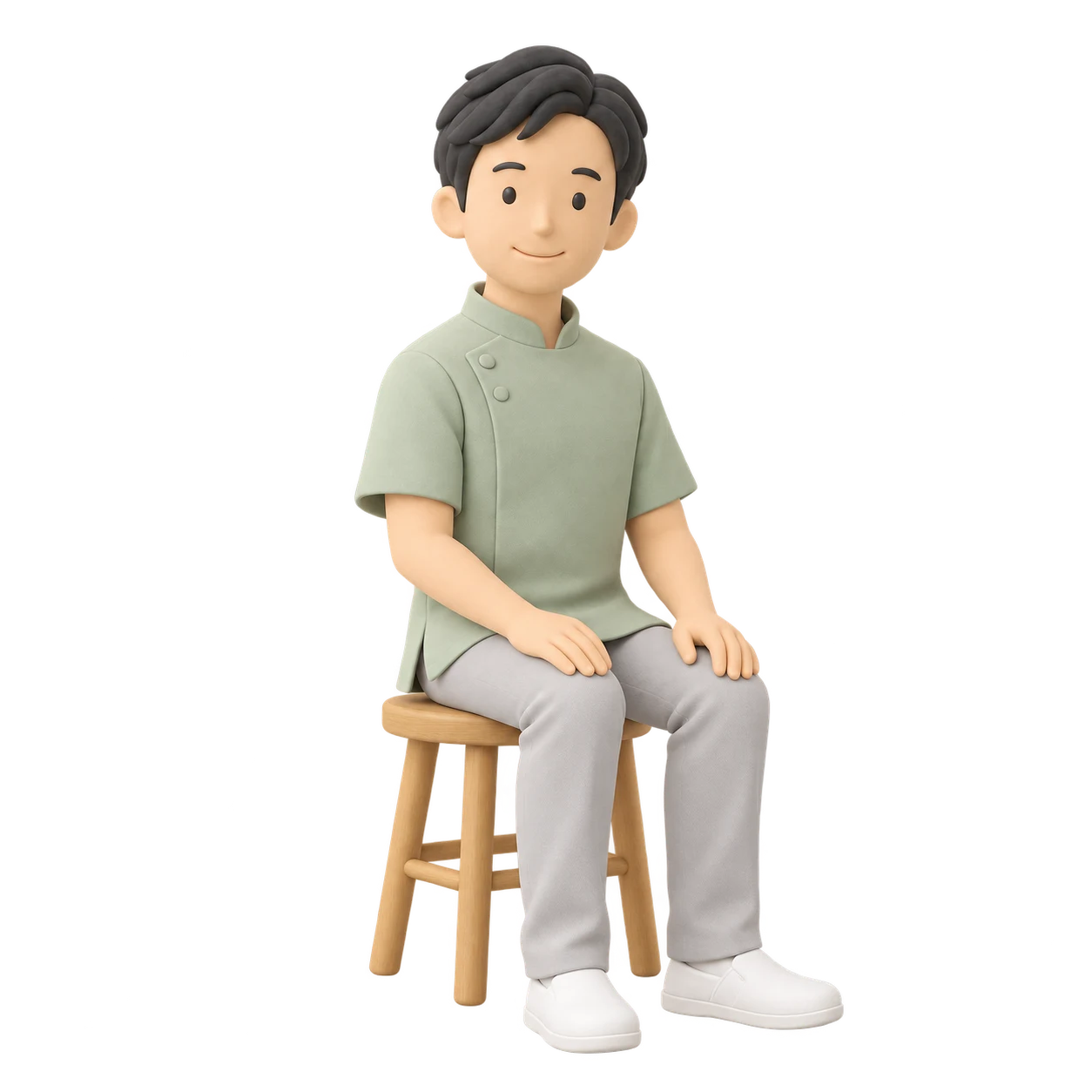椅子に座って話を聞く整体師の人形
